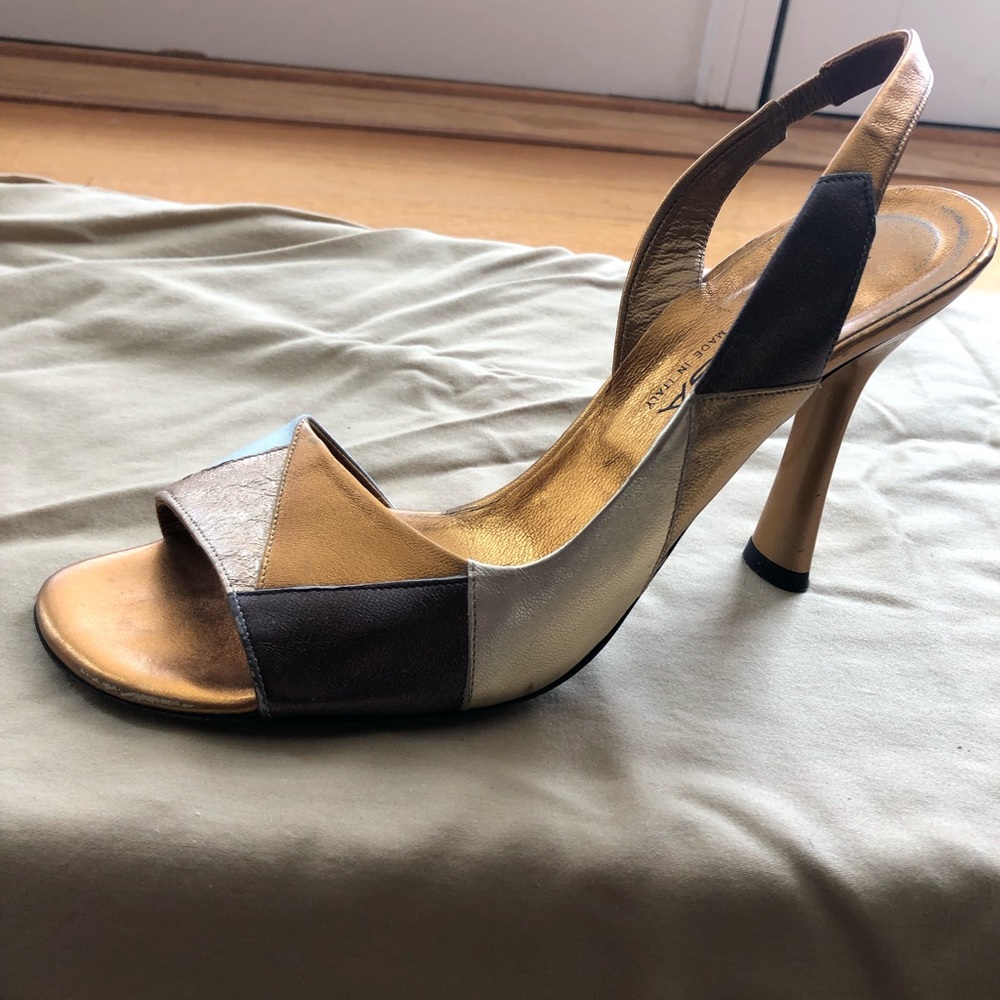 NWOT- Patchwork Open Toe Slingbacks by Via Spiga - Picture 2 of 3